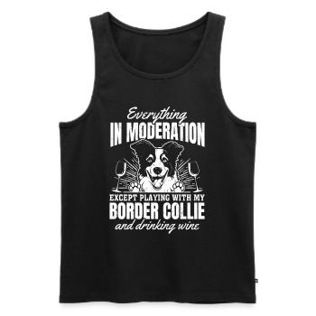 Border Collie Lover Dicton Border Collie - Débardeur bio Premium Homme - noir - Devant - AI Model Male 178 light (178cm)