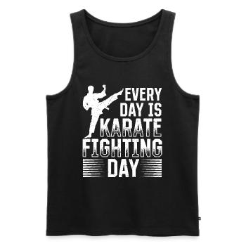 Every day is Karate fighting day - Karate Fighter - Männer Premium Bio Tank Top - Schwarz - Vorne - AI Model Male 178 light (178cm)