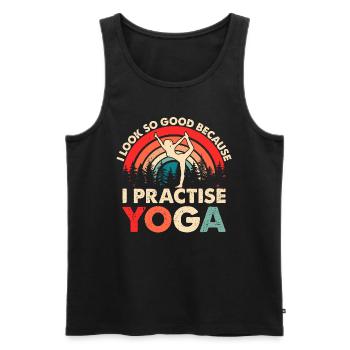 Yoga - I look so good because I practise yoga - Men's Premium Organic Tank Top - black - Front - AI Model Male 178 light (178cm)