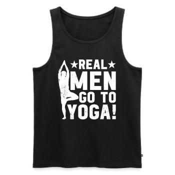 Yoga Méditation - Les vrais hommes vont au yoga - Débardeur bio Premium Homme - noir - Devant - Michal (187cm)