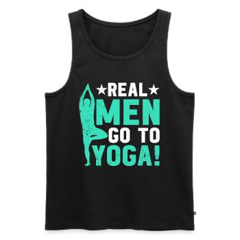 Funny Yoga Meditation - Les vrais hommes vont au yoga - Débardeur bio Premium Homme - noir - Devant - Michal (187cm)