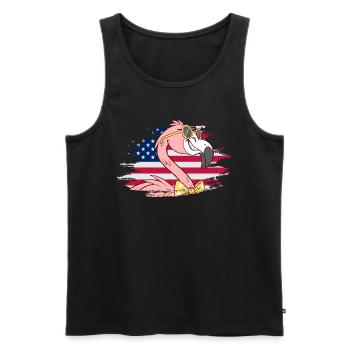 Flamant rose Drapeau américain Flamingo Lover - Débardeur bio Premium Homme - noir - Devant - AI Model Male 178 light (178cm)