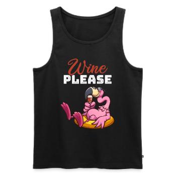 Funny Flamingo Wine - Funny Flamingo Wine please - Men's Premium Organic Tank Top - black - Front - Michal (187cm)