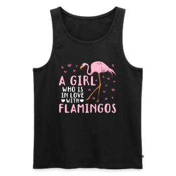 Une fille amoureuse des flamants roses - Flamingo - Débardeur bio Premium Homme - noir - Devant - AI Model Male 178 light (178cm)
