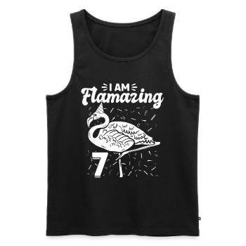 I am Flamazing 7 Years - Flamingo 7th Birthday - Männer Premium Bio Tank Top - Schwarz - Vorne - Michal (187cm)