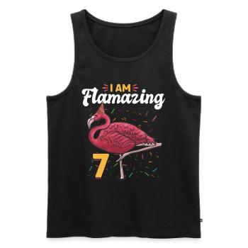 Flamingo 7th Birthday party - I am Flamazing 7 - Männer Premium Bio Tank Top - Schwarz - Vorne - Michal (187cm)