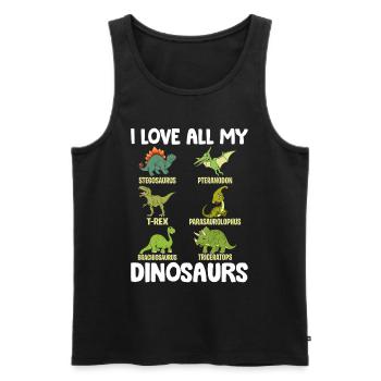 Funny Dinosaur Lover Dino Lover - I love all my - Männer Premium Bio Tank Top - Schwarz - Vorne - Michal (187cm)