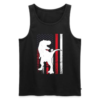 Dino US Flag Dinosaur Silhouette - Men's Premium Organic Tank Top - black - Front - AI Model Male 178 light (178cm)
