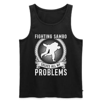 Fighting Sambo solves all my problems - Funny - Men's Premium Organic Tank Top - black - Front - Michal (187cm)