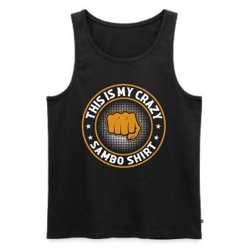 This is my crazy Sambo shirt Sambo Fighter Sambo - Männer Premium Bio Tank Top - Schwarz - Vorne - Michal (187cm)