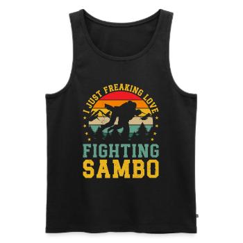 Sambo Martial Arts - I just freaking love fighting - Men's Premium Organic Tank Top - black - Front - Michal (187cm)