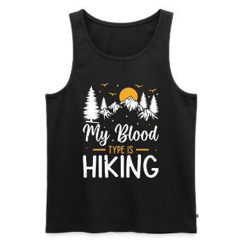 Adventure Hiking Lover - My blood type is Hiking - Männer Premium Bio Tank Top - Schwarz - Vorne - Michal (187cm)
