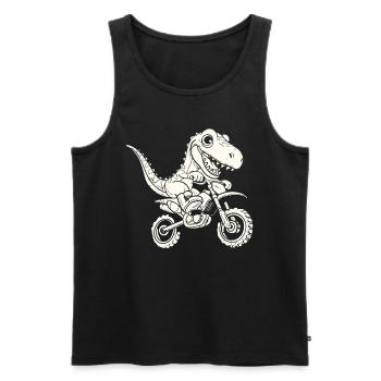 Funny Dino Motocross Dinosaur T-Rex Dinosaur - Männer Premium Bio Tank Top - Schwarz - Vorne - Michal (187cm)