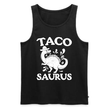 Drôle Dino Taco Taco Saurus Dinosaure - Débardeur bio Premium Homme - noir - Devant - AI Model Male 178 light (178cm)