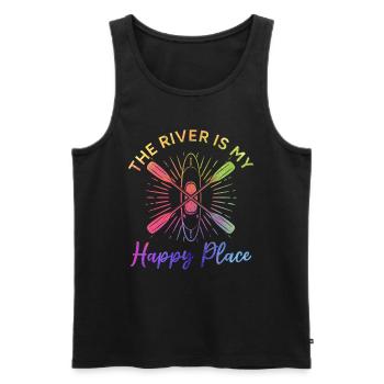 Kayaking Lover Kayaker - The river is my happy - Men's Premium Organic Tank Top - black - Front - Michal (187cm)