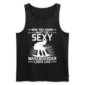 Now you know what the sexy wakeboarder looks like - Männer Premium Bio Tank Top - Schwarz - Vorne - Michal (187cm)