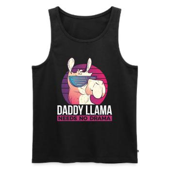 Daddy Llama Needs No Drama - Funny Llama Dad - Männer Premium Bio Tank Top - Schwarz - Vorne - Michal (187cm)