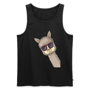 Funny Llama sunglasses Llama Lover Funny Alpaca - Men's Premium Organic Tank Top - black - Front - AI Model Male 178 light (178cm)