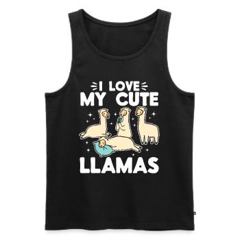 Alpaca Lover Llama Lover - I love my cute Llamas - Men's Premium Organic Tank Top - black - Front - Michal (187cm)