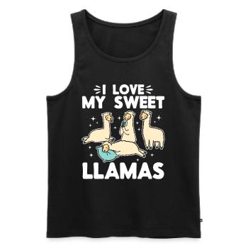 Llama Lover - J’adore mes doux lamas - Débardeur bio Premium Homme - noir - Devant - Michal (187cm)