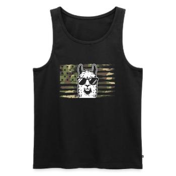 Lama Camouflage US Drapeau Lama - Débardeur bio Premium Homme - noir - Devant - Michal (187cm)