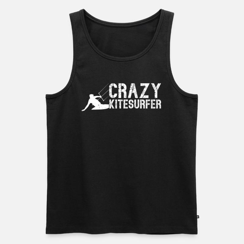 Kiteboarding - Crazy Kitesurfer - Männer Premium Bio Tank Top - Schwarz