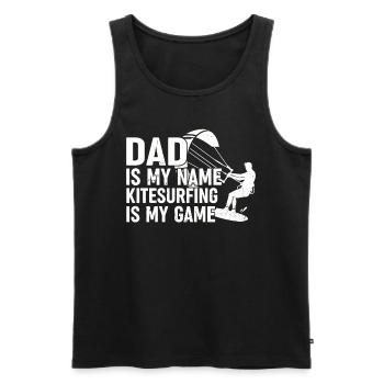 Kitesurfer Dad is my name Kitesurfing is my game - Männer Premium Bio Tank Top - Schwarz - Vorne - Michal (187cm)