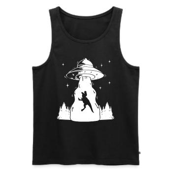 Funny Ufo Dinosaur Funny Dino - Men's Premium Organic Tank Top - black - Front - AI Model Male 178 light (178cm)