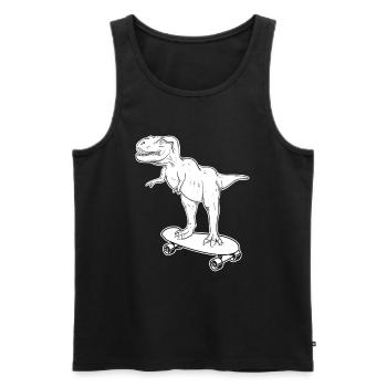 Dinosaur Skateboarding T-Rex Dinosaur - Männer Premium Bio Tank Top - Schwarz - Vorne - AI Model Male 178 light (178cm)