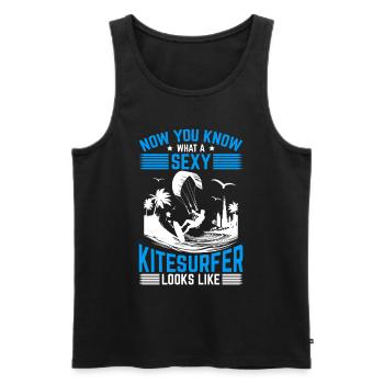 Now you know what a sexy kitesurfer looks like - Männer Premium Bio Tank Top - Schwarz - Vorne - Michal (187cm)