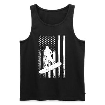 Wakeboarding US Flag Wakeboarding Wakesurfing - Männer Premium Bio Tank Top - Schwarz - Vorne - Michal (187cm)