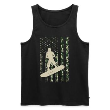 Wakeboarding US Flag Wakeboarding Wakesurfing - Männer Premium Bio Tank Top - Schwarz - Vorne - Michal (187cm)