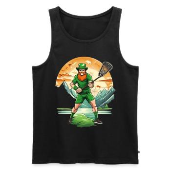 St. Patrick's Day Kleeblatt Lacrosse - Männer Premium Bio Tank Top - Schwarz - Vorne - Michal (187cm)