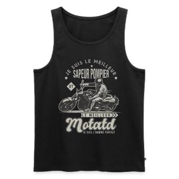 Motard le meilleur Sapeur pompier cadeau cool - Débardeur bio Premium Homme - noir - Devant - Michal (187cm)