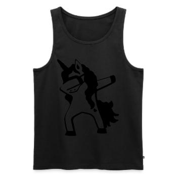 Dabbing Unicorn / Einhorn - Männer Premium Bio Tank Top - Schwarz - Vorne - AI Model Male 178 light (178cm)