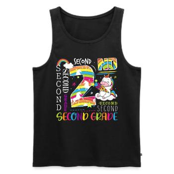 Licorne de 2e année - Débardeur bio Premium Homme - noir - Devant - AI Model Male 178 light (178cm)