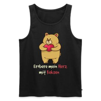 Teddy conquer my heart with cookies Valentine's Day - Men's Premium Organic Tank Top - black - Front - Michal (187cm)