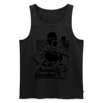 Libération Animale - Débardeur bio Premium Homme - noir - Devant - AI Model Male 178 light (178cm)