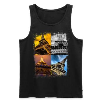 Paris Frankreich France Eiffelturm Eiffel Tower - Männer Premium Bio Tank Top - Schwarz - Vorne - AI Model Male 178 light (178cm)