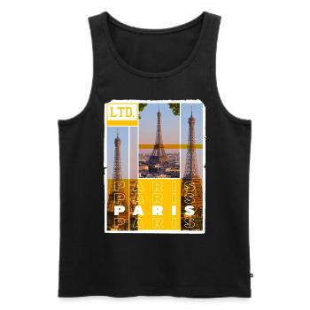 Paris France City Skyline Tour Eiffel Vacances - Débardeur bio Premium Homme - noir - Devant - Michal (187cm)