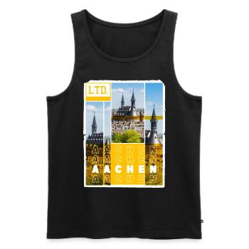 Aachen Germany City Skyline Home Love - Men's Premium Organic Tank Top - black - Front - AI Model Male 178 light (178cm)