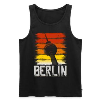 Berlin Germany City Skyline Vintage Retro - Men's Premium Organic Tank Top - black - Front - AI Model Male 178 light (178cm)