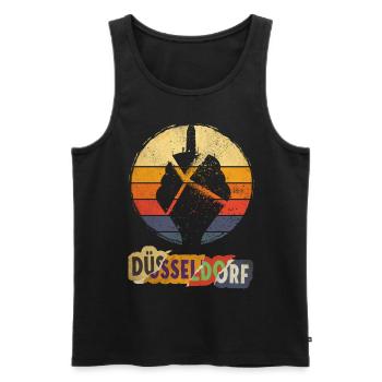 Düsseldorf Allemagne City Skyline Vintage Retro - Débardeur bio Premium Homme - noir - Devant - Michal (187cm)