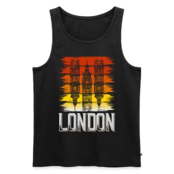 Londres Angleterre Royaume-Uni City Vintage Retro Skyline - Débardeur bio Premium Homme - noir - Devant - Michal (187cm)