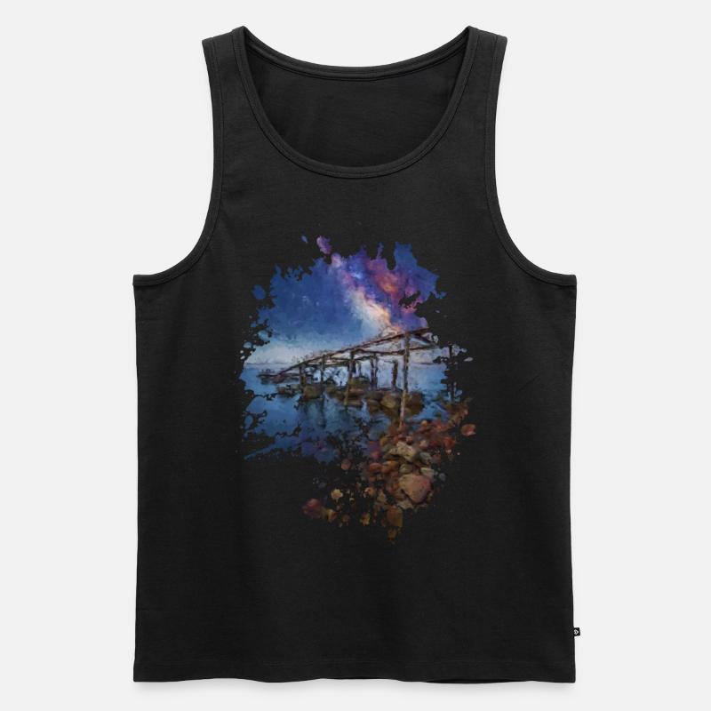 Horizont - Männer Premium Bio Tank Top - Schwarz