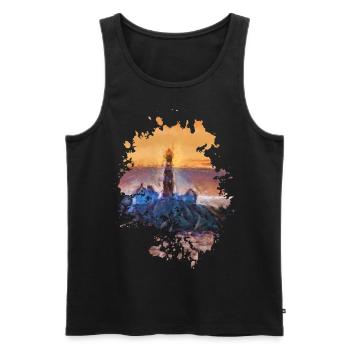 Leuchtturm - Männer Premium Bio Tank Top - Schwarz - Vorne - Michal (187cm)