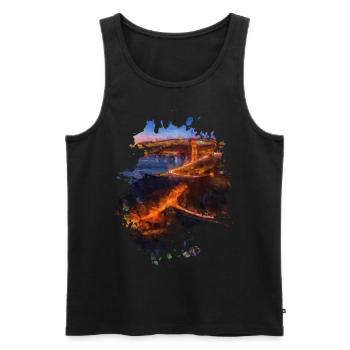 Stadt bei Nacht - Männer Premium Bio Tank Top - Schwarz - Vorne - AI Model Male 178 light (178cm)