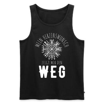 Wegweiser RUNEN Motivation - VEGVISIR - Männer Premium Bio Tank Top - Schwarz - Vorne - Michal (187cm)