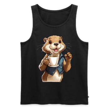 Coffee Addicted Otter Coffee Lover Animal Funny - Débardeur bio Premium Homme - noir - Devant - Michal (187cm)