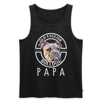 Bulldogge - Bulldog DAD - Bulldoggen Papa - Débardeur bio Premium Homme - noir - Devant - Michal (187cm)